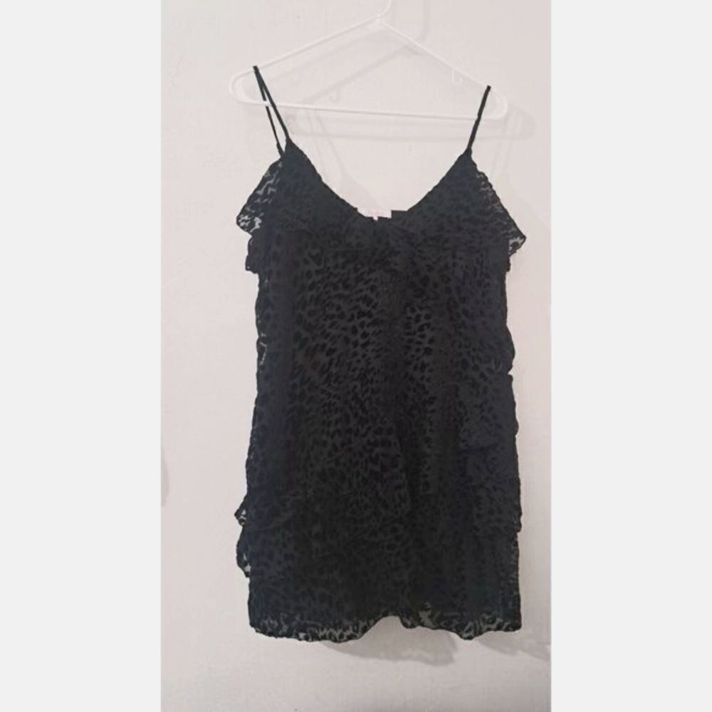 Parker Womens Small Ruffle Tiered Black  Mini Dress Flattering Feminine Coquette